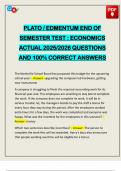 PLATO &sol; EDMENTUM END OF SEMESTER TEST &colon; ECONOMICS ACTUAL 2025&sol;2026 QUESTIONS AND 100&percnt; CORRECT ANSWERS
