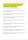 Florida Life and Health Insurance&sol; Florida Insurance Exam Questions and answers Newest RATED A&plus; 2025&sol;2026 100&percnt; VERIFIED CORRECT 