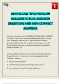 DENTAL LAW- EFDA HARCUM COLLEGE ACTUAL 2025&sol;2026 QUESTIONS AND 100&percnt; CORRECT ANSWERS