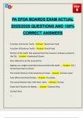 PA EFDA BOARDS EXAM ACTUAL 2025&sol;2026 QUESTIONS AND 100&percnt; CORRECT ANSWERS