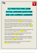 CLT PRACTICE FINAL EXAM ACTUAL 2025&sol;2026 QUESTIONS AND 100&percnt; CORRECT ANSWERS