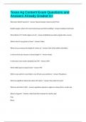 Texas Ag Content Exam Questions and Answers Already Graded A&plus;
