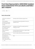 Front Desk Representative &lpar;2025&sol;2026&rpar; Updated&colon; EXAM QUESTIONS WITH ACCURATE ANSWERS &vert; GET IT RIGHT&excl;&excl;