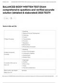 BALANCED BODY WRITTEN TEST EXAM comprehensive questions and verified accurate solution &lpar;detailed & elaborated&rpar; 2025 TEST&excl;&excl;
