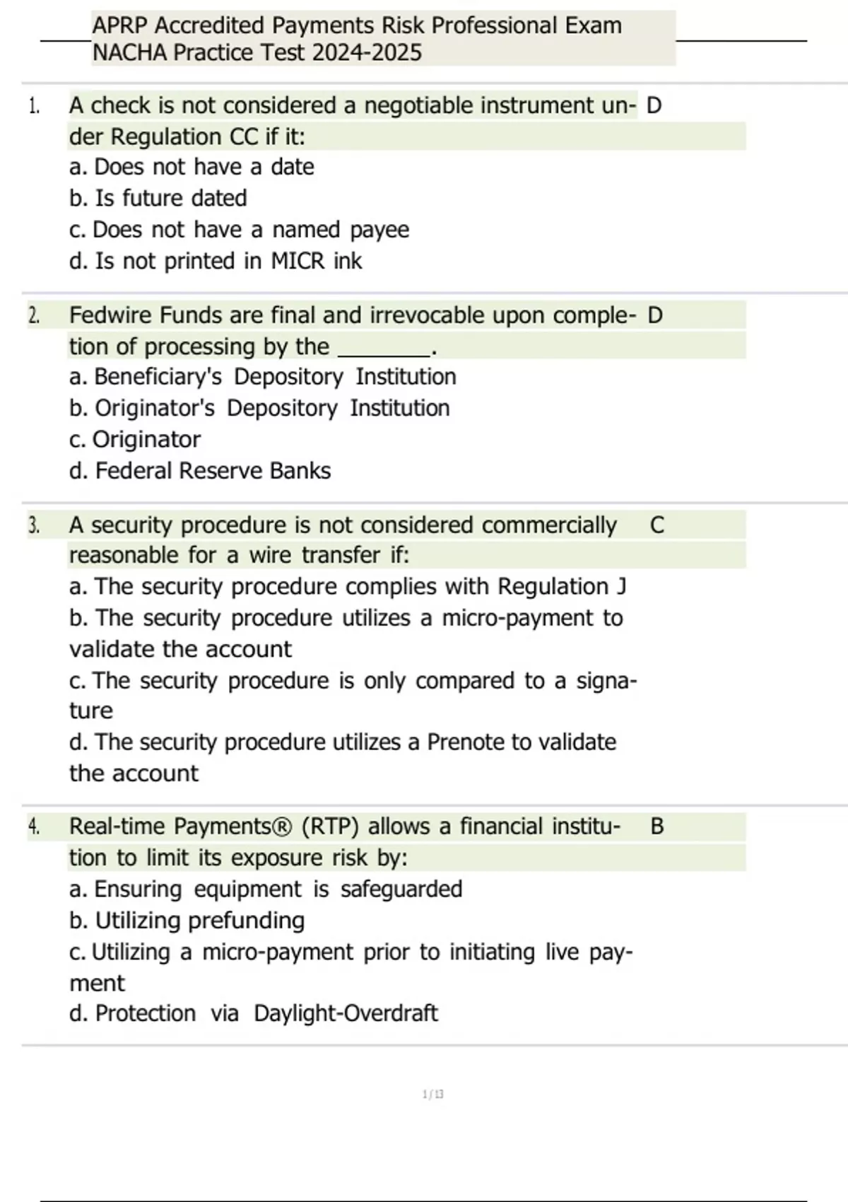 Aprp Accredited Payments Risk Professional (APRP) Program Test Bundle ...