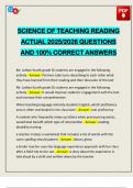 SCIENCE OF TEACHING READING ACTUAL 2025&sol;2026 QUESTIONS AND 100&percnt; CORRECT ANSWERS