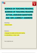 SCIENCE OF TEACHING READING&comma; SCIENCE OF TEACHING READING ACTUAL 2025&sol;2026 QUESTIONS AND 100&percnt; CORRECT ANSWERS