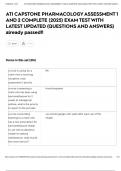 ATI CAPSTONE PHARMACOLOGY ASSESSMENT 1 AND 2 COMPLETE &lpar;2025&rpar; EXAM TEST WITH LATEST UPDATED &lpar;QUESTIONS AND ANSWERS&rpar; already passed&excl;&excl;