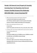 Florida 2-20 General Lines &lpar;Property & Casualty&rpar;  Licensing Exam Test Questions And Correct  Answers &lpar;Verified Answers&rpar; Plus Rationales  2025&sol;2026 Q&A &vert; Instant Download Pdf