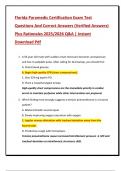 Florida Paramedic Certification Exam Test  Questions And Correct Answers &lpar;Verified Answers&rpar;  Plus Rationales 2025&sol;2026 Q&A &vert; Instant  Download Pdf