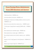 Texas Nursing Home Administrator Exam 2025 Questions and Answers