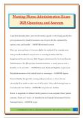 Nursing Home Administration Exam 2025 Questions and Answers