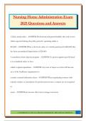 Nursing Home Administration Exam 2025 Questions and Answers