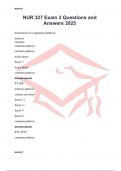 NUR 327 Exam 3 Questions and Answers 2025