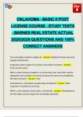 OKLAHOMA - BASIC II POST LICENSE COURSE - STUDY TESTS - BARNES REAL ESTATE ACTUAL 2025&sol;2026 QUESTIONS AND 100&percnt; CORRECT ANSWERS