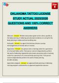 OKLAHOMA TATTOO LICENSE STUDY ACTUAL 2025&sol;2026 QUESTIONS AND 100&percnt; CORRECT ANSWERS