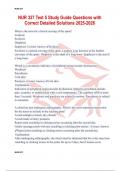NUR 327 Test 5 Study Guide Questions with Correct Detailed Solutions 2025-2026