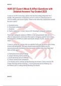 NUR 327 Exam 6 Mood & Affect Questions with Detailed Answers Top Graded 2025