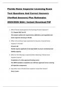 Florida Home Inspector Licensing Exam Test Questions And Correct Answers  &lpar;Verified Answers&rpar; Plus Rationales  2025&sol;2026 Q&A &vert; Instant Download Pdf