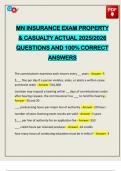 MN INSURANCE EXAM PROPERTY & CASUALTY ACTUAL 2025&sol;2026 QUESTIONS AND 100&percnt; CORRECT ANSWERS