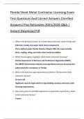 Florida Sheet Metal Contractor Licensing Exam  Test Questions And Correct Answers &lpar;Verified  Answers&rpar; Plus Rationales 2025&sol;2026 Q&A &vert;  Instant Download Pdf