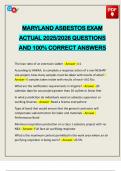 MARYLAND ASBESTOS EXAM ACTUAL 2025&sol;2026 QUESTIONS AND 100&percnt; CORRECT ANSWERS