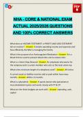 NHA - CORE & NATIONAL EXAM ACTUAL 2025&sol;2026 QUESTIONS AND 100&percnt; CORRECT ANSWERS