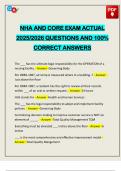 NHA AND CORE EXAM ACTUAL 2025&sol;2026 QUESTIONS AND 100&percnt; CORRECT ANSWERS