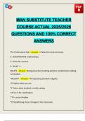 MAN SUBSTITUTE TEACHER COURSE ACTUAL 2025&sol;2026 QUESTIONS AND 100&percnt; CORRECT ANSWERS