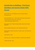 Introduction to Buildings - Final Exam Questions and Answers Rated 100&percnt; Correct