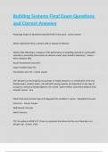 Building Systems Final Exam Questions and Correct Answers