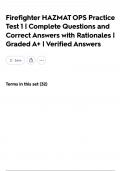 Firefighter HAZMAT OPS Practice Test 1  &vert; Complete Questions and Correct Answers with Rationales &vert; Graded A&plus; &vert; Verified Answers