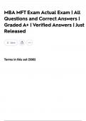 MBA MFT Exam Actual Exam &vert; All Questions and Correct Answers &vert; Graded A&plus; &vert; Verified Answers &vert; Just Released