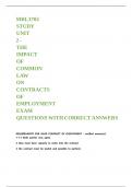 MRL3702 STUDY UNIT 2 - THE IMPACT OF COMMON LAW ON CONTRACTS OF EMPLOYMENT EXAM QUESTIONS WITH CORRECT ANSWERS&period;