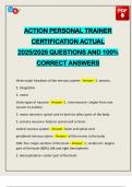 ACTION PERSONAL TRAINER CERTIFICATION ACTUAL 2025&sol;2026 QUESTIONS AND 100&percnt; CORRECT ANSWERS
