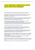 LIHTC ONGOING COMPLIANCE EXAM QUESTIONS AND ANSWERS