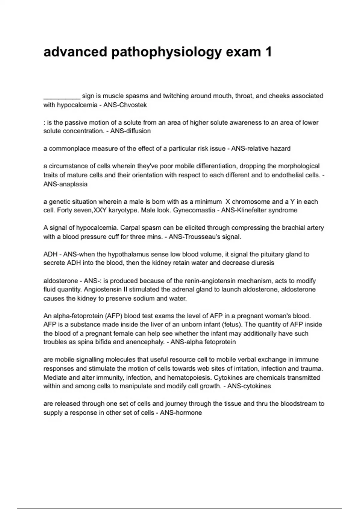 advanced pathophysiology exam 1 NEWEST 2025/2026 ACTUAL EXAM COMPLETE ...