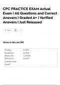 CPC PRACTICE EXAM Actual Exam &vert; All Questions and Correct Answers &vert; Graded A&plus; &vert; Verified Answers &vert; Just Released