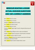 MISSOURI BOATING LICENSE ACTUAL 2025&sol;2026 QUESTIONS AND 100&percnt; CORRECT ANSWERS