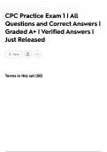 CPC Practice Exam 1 &vert; All Questions and Correct Answers &vert; Graded A&plus; &vert; Verified Answers &vert; Just Released