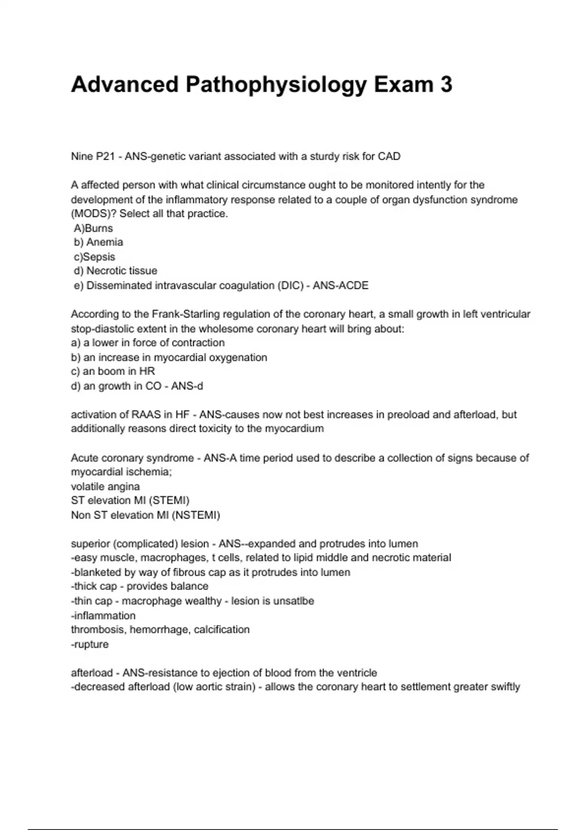 Advanced Pathophysiology Exam 3 NEWEST 2025/2026 ACTUAL EXAM COMPLETE ...