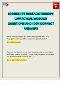 MISSISSIPPI MASSAGE THERAPY LAW ACTUAL 2025&sol;2026 QUESTIONS AND 100&percnt; CORRECT ANSWERS