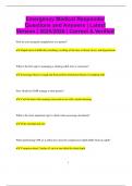 Emergency Medical Responder Questions and Answers &vert; Latest Version &vert; 2025&sol;2026 &vert; Correct & Verified