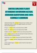 UNITED AIRLINES FLIGHT ATTENDANT INTERVIEW ACTUAL 2025&sol;2026 QUESTIONS AND 100&percnt; CORRECT ANSWERS