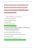 Florida Land Surveyor Licensing Exam Test  Questions And Correct Answers &lpar;Verified  Answers&rpar; Plus Rationales 2025&sol;2026 Q&A &vert;  Instant Download Pdf