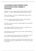 CALIFORNIA DMV PERMIT TEST QUESTIONS WITH CORRECT ANSWERS