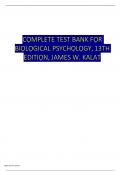 Test Bank - Biological Psychology&comma; 13th Edition by James W&period; Kalat&comma; All Chapters Included 1-14 Completely Covered&period;