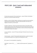 PSYC 100 - Quiz 2 and well elaborated answers