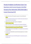 Florida Firefighter Certification Exam Test  Questions And Correct Answers &lpar;Verified  Answers&rpar; Plus Rationales 2025&sol;2026 Q&A &vert;  Instant Download Pdf