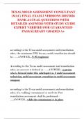 TEXAS MOLD ASSESSMENT CONSULTANT  &lpar;MAC&rpar; FINAL EXAM 2 VERSIONS 2025&sol;2026  BANK ACTUAL QUESTIONS WITH  DETAILED ANSWERS WITH STUDY GUIDE  EXPERT VERIFIED FOR GUARANTEED  PASS&sol;ALREADY GRADED A&plus;